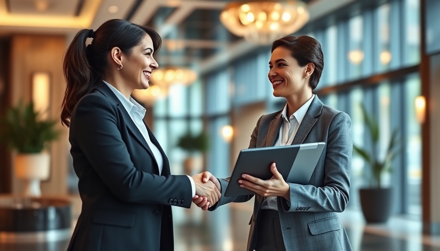Businesswoman engaging in micro-shifts in the workforce with a handshake.