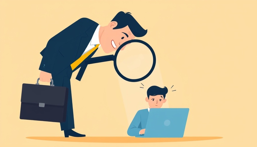 Cartoon illustration depicting workplace scrutiny and surveillance.
