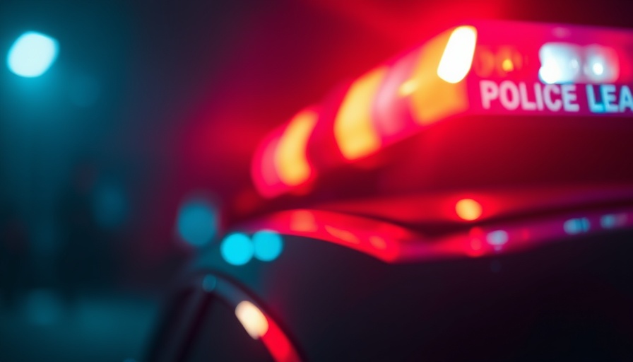 Blurred police lights symbolizing urgency in Sugar Land shooting.