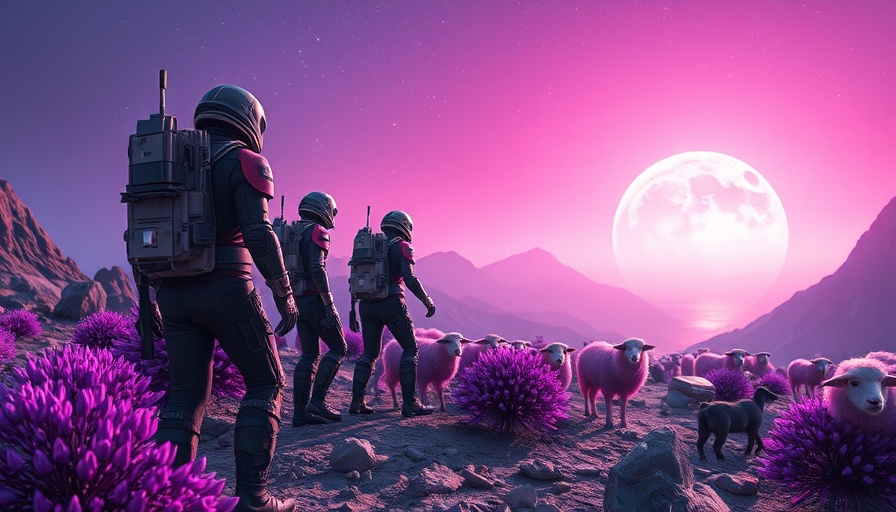Clair Obscur: Expedition 33 in alien landscape with futuristic explorers.