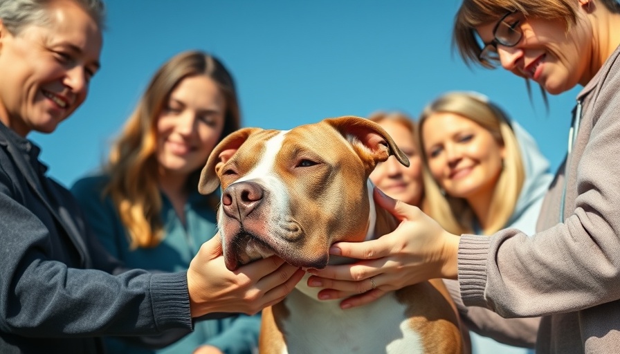 Gentle exam of a pit bull under the blue sky, Healthy Pets, Healthier Communities South Africa.