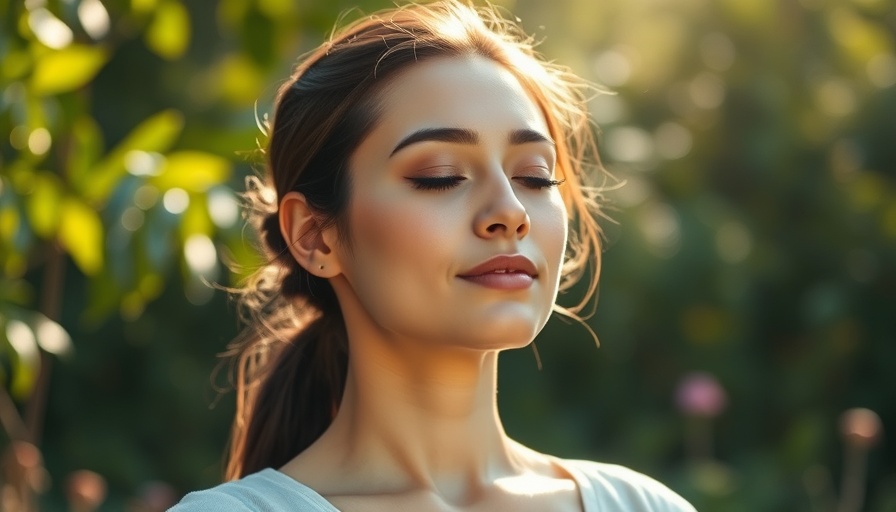 Serene young woman meditating outdoors, self-care strategies.