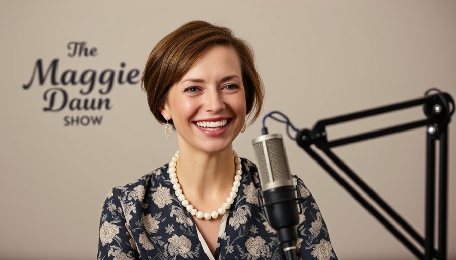 Woman podcasting in studio for digital safety talk.