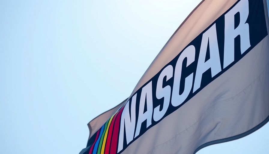 Close-up of a NASCAR flag with a clear blue sky.