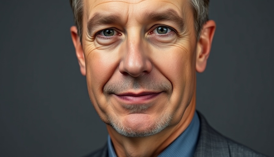Middle-aged man smiling slightly, close-up portrait.