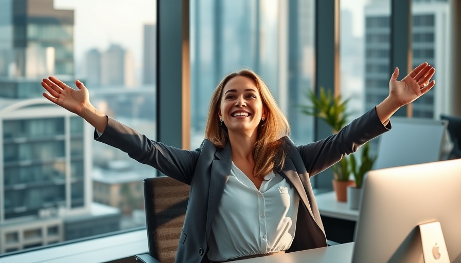 Confident woman embracing systems-first work-life balance by window.
