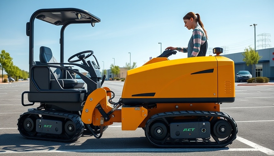 Yadkin Valley robotics program outdoor demo with young woman operating machinery.
