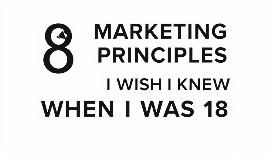 Bold text graphic on marketing principles and megaphone icon.