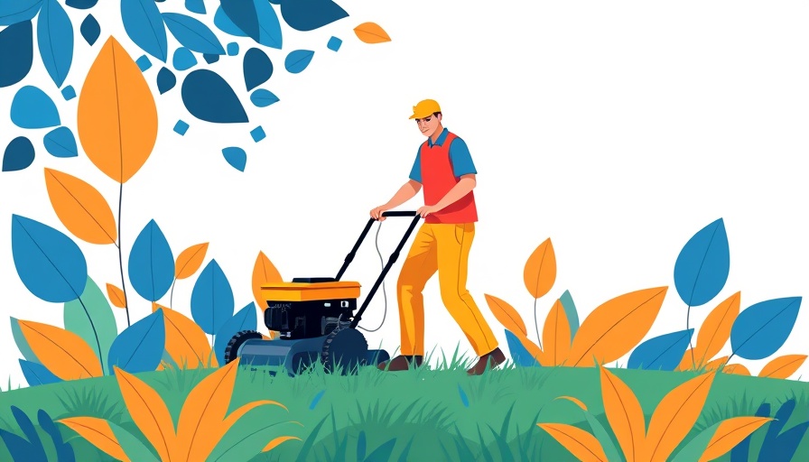 Protect Your Heart This Spring with outdoor activities, lawn mowing in vibrant colors.