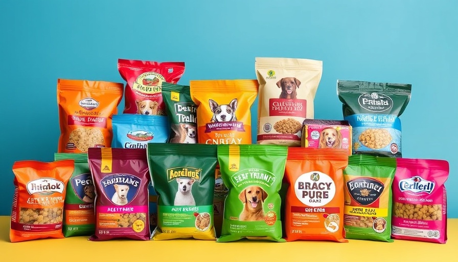 Assorted budget-friendly dog foods with labels and colorful packaging.