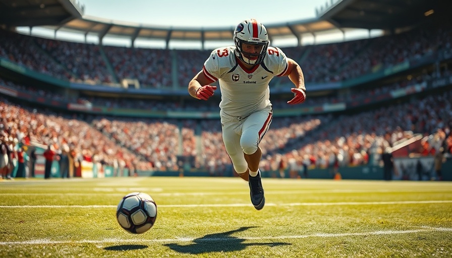 NFL schedule Fantasy Football advantage: football player sprinting in game.