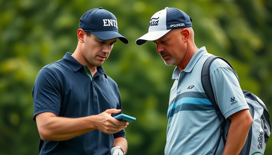 Jhonattan Vegas discusses strategy with caddie at PGA Championship.