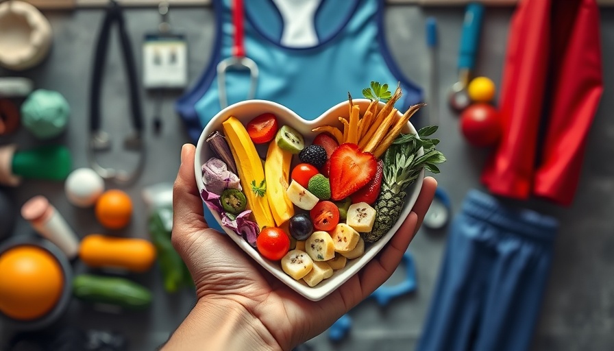 Health and wellness food market growth visual with fitness elements.
