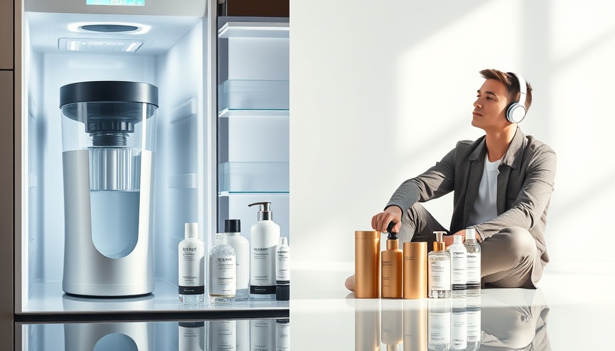 Collection of best new products May 2025 featuring a water filter, hair care bottles, and headphones.