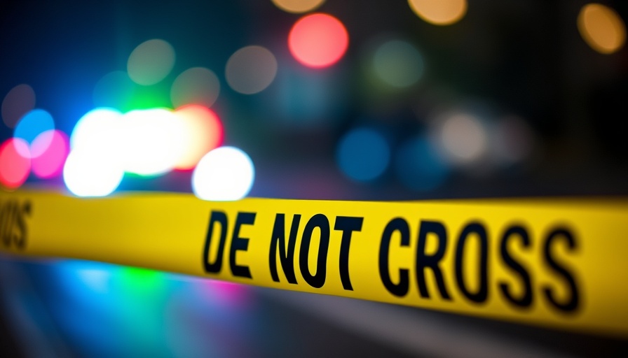 Blurred police lights with 'Do Not Cross' tape.