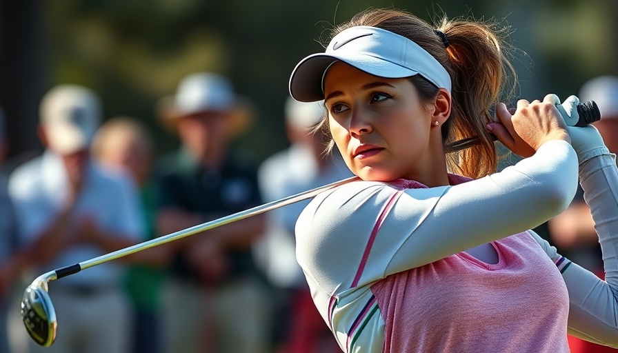 Michigan State women's golf team NCAA championship player swinging golf club.