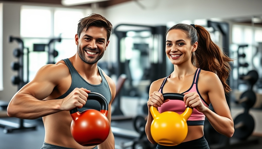 Young man and woman exercising with kettlebells in a gym, highlighting the need for exercise among men and women.