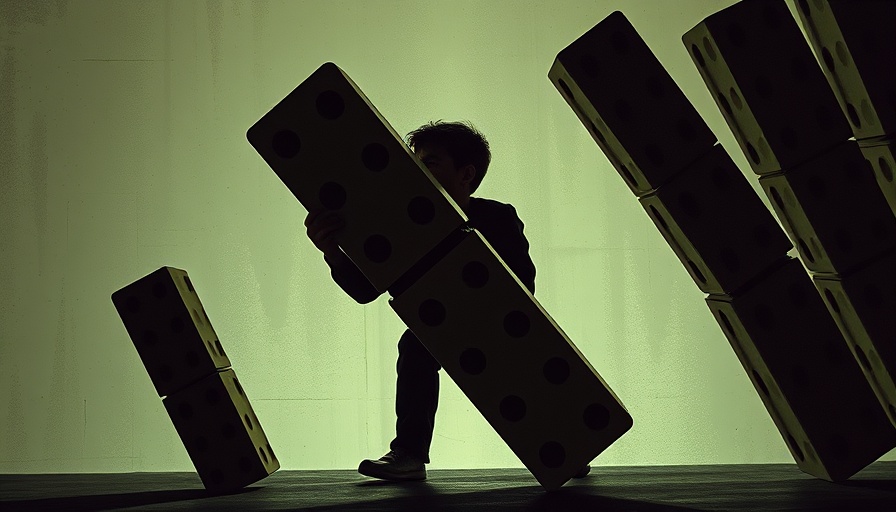 Silhouetted person stopping dominoes, illustrating healthy work boundaries