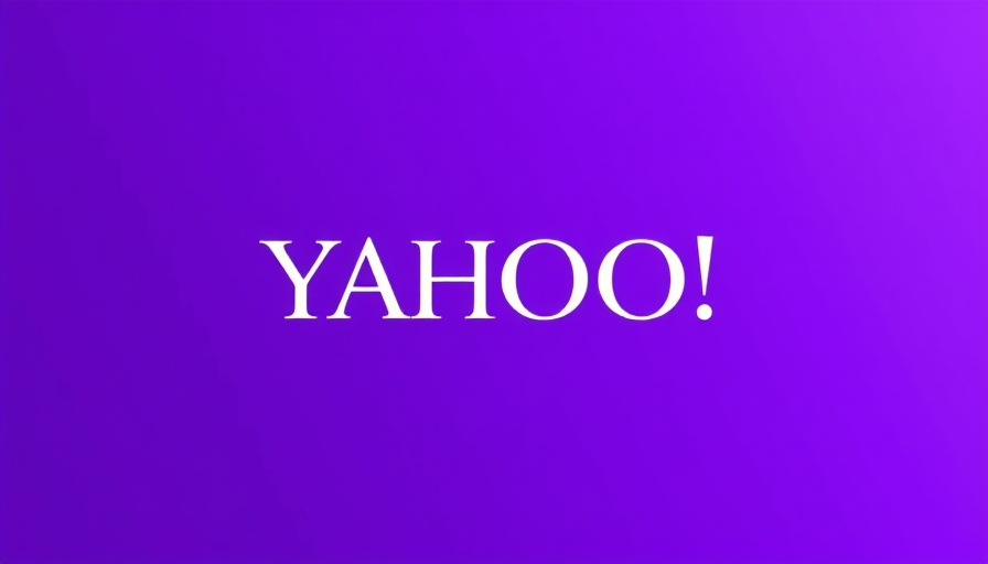 Yahoo logo on purple gradient background.