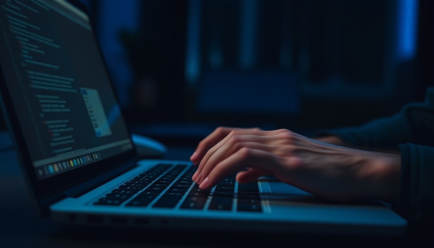 Hands typing on laptop, related to online grooming and sextortion.