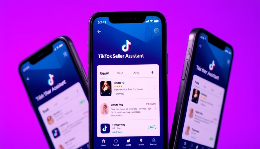 Three smartphones showing TikTok Seller Assistant features.