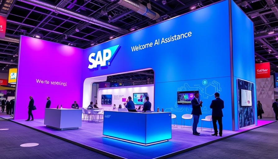 SAP Joule AI booth promoting business efficiency at trade show.
