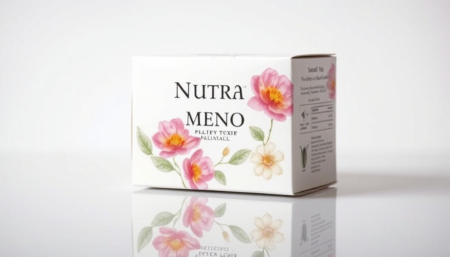 Nutra Meno Women's Wellness Tea Ranges packaging with floral design on reflective surface.