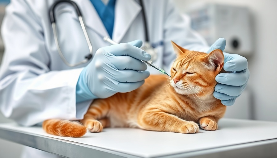 Veterinarian giving vaccine to ginger cat on table, does pet insurance cover vaccines?