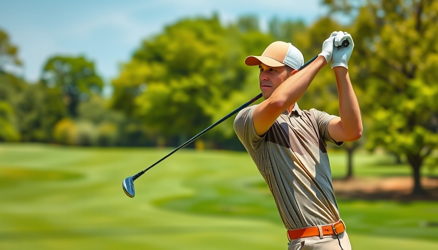 Golfer swinging on a green course, representing Colorado Buffaloes men's golf team.