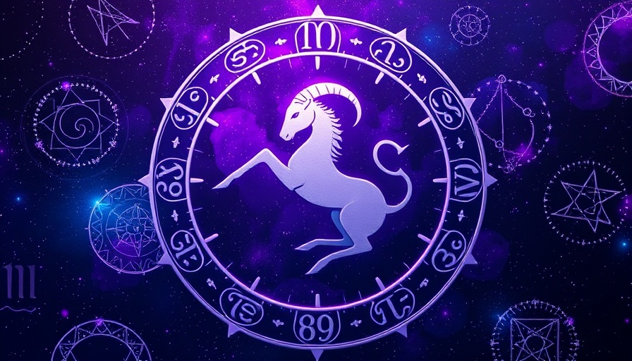 Capricorn symbol with astrological signs, cosmic background.