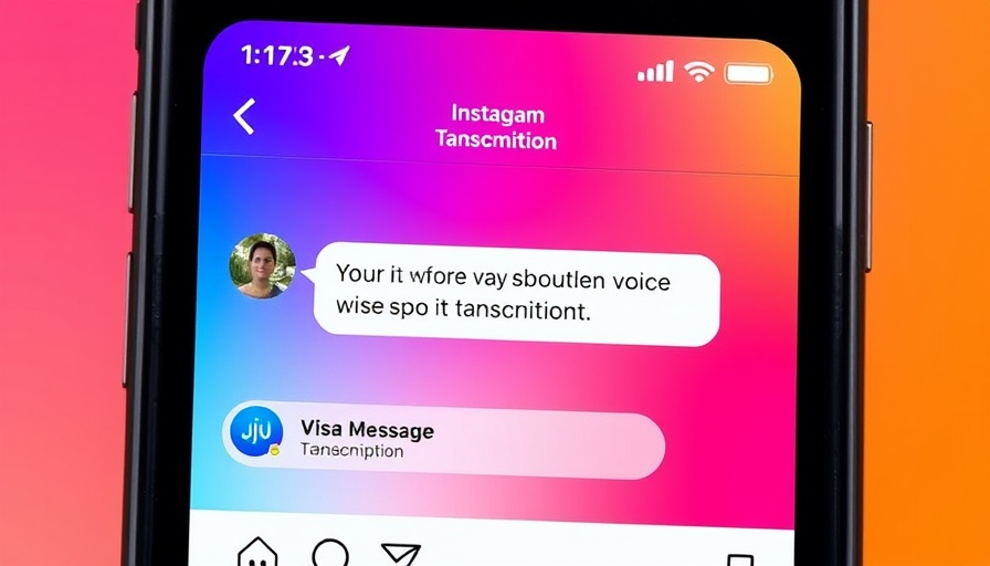 Instagram DMs displaying voice message transcription on a gradient background
