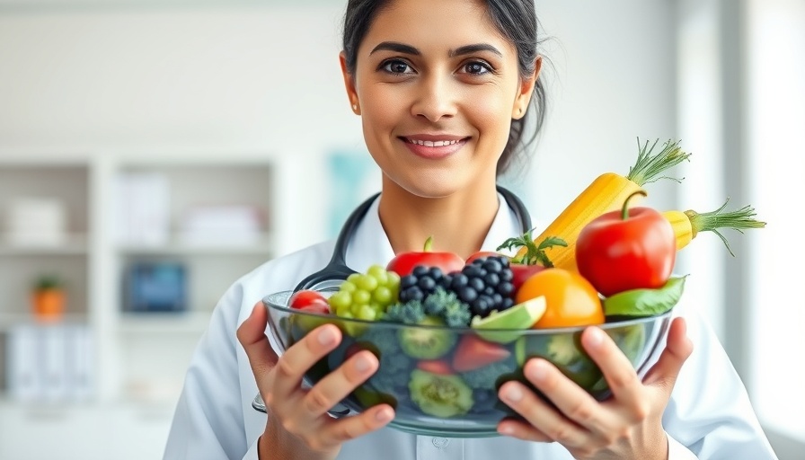 Doctor promoting chronic illness prevention with healthy foods