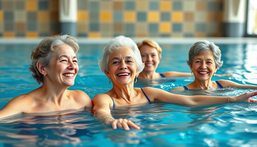 Women enjoying water aerobics for heart health exercise.