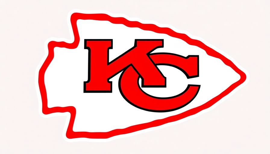 Bold Kansas City Chiefs logo, arrowhead with red 'KC' letters.