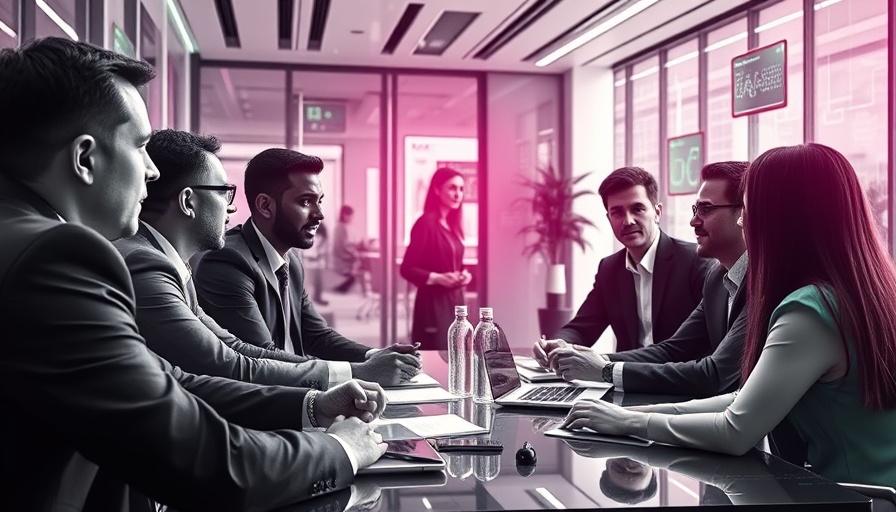 AI in the Workplace: Professionals in a tech-themed meeting space