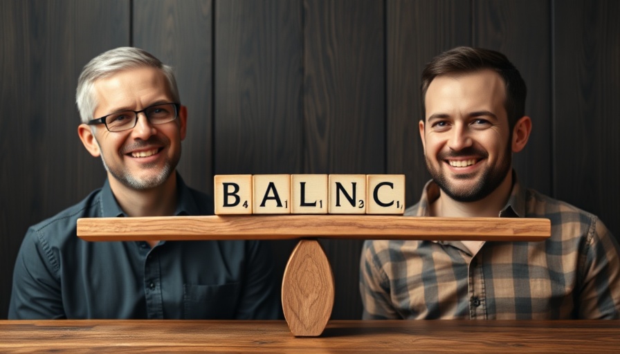 Work-life balance debate concept with balanced scales.