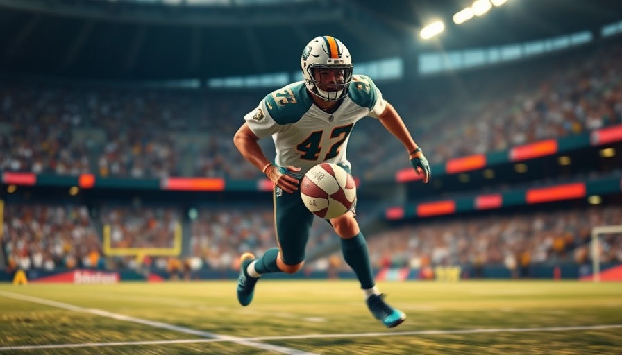 Dynamic action shot of a football player running, Fantasy football rankings 2025.