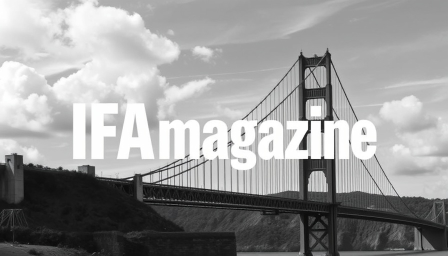 IFAmagazine logo over bridge with financial theme.