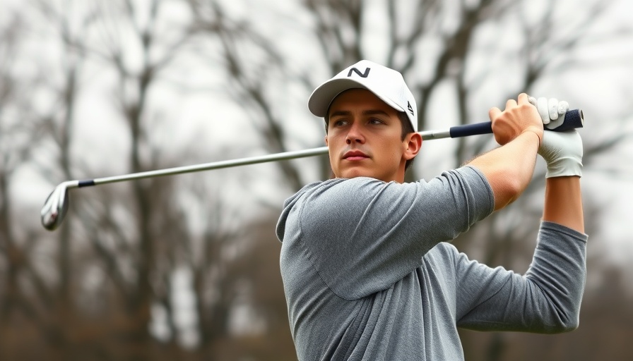 Young golfer in West Central Minnesota swinging club.