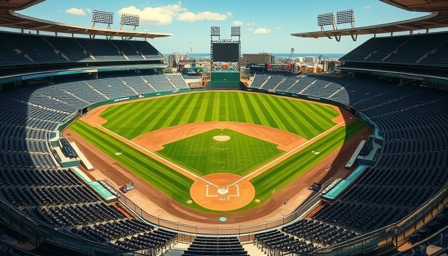 Aerial view of empty Minnesota Twins stadium with green grass.