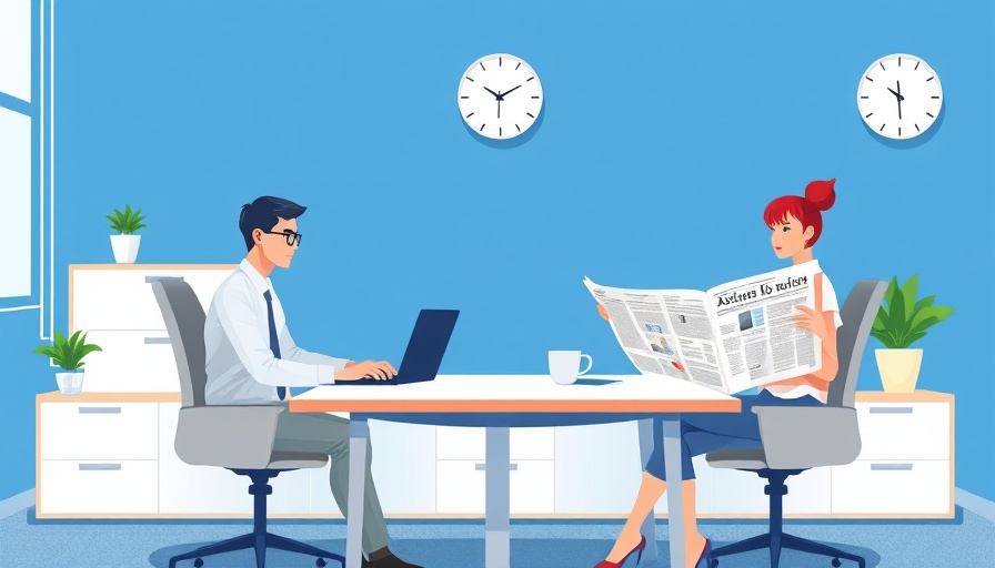 Work-life balance in Morocco illustration: office setting with two professionals.
