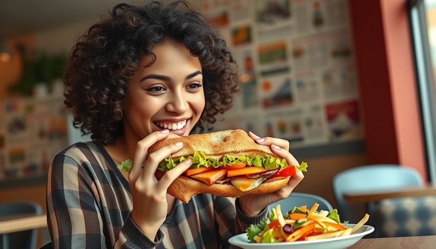 Young woman enjoying a healthy meal to help lower blood pressure.