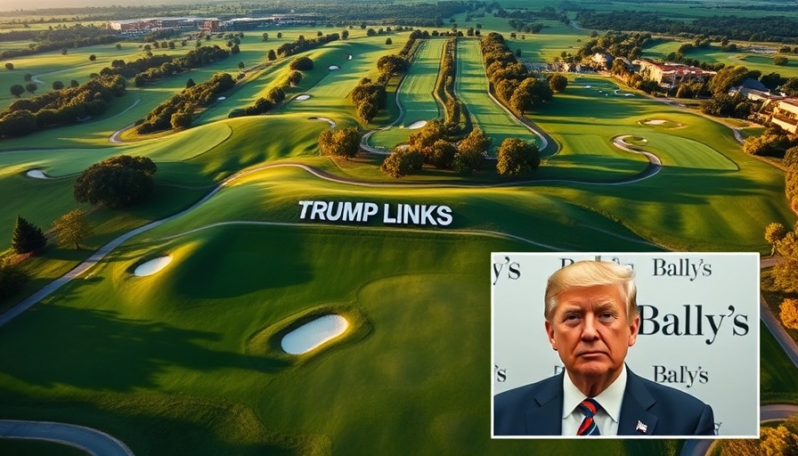 Aerial view of Trump Links golf course with Bally's branding.