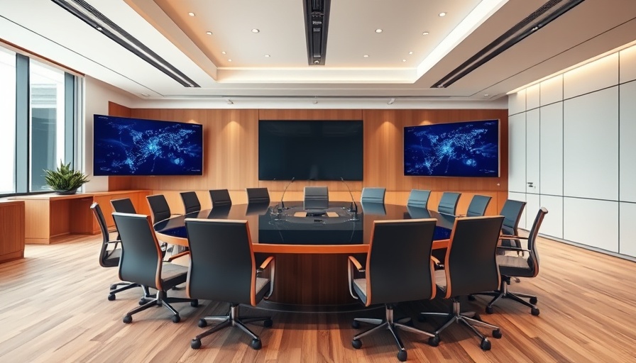Modern conference room highlighting future of work.