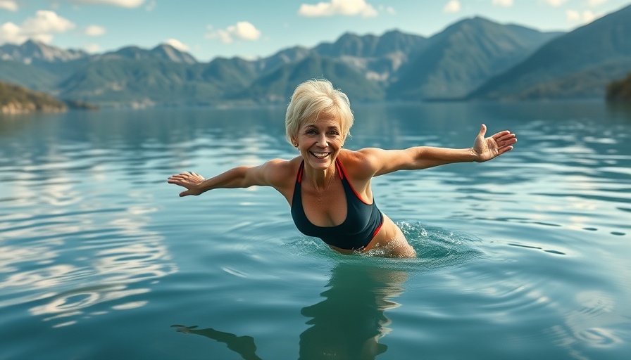 Older adult diving into mountain lake, exploring cold plunges' effects.