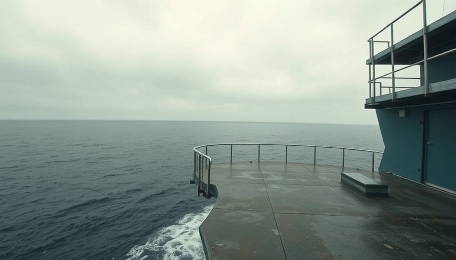 Coastal diving platform on Guernsey's seafront under a cloudy sky.