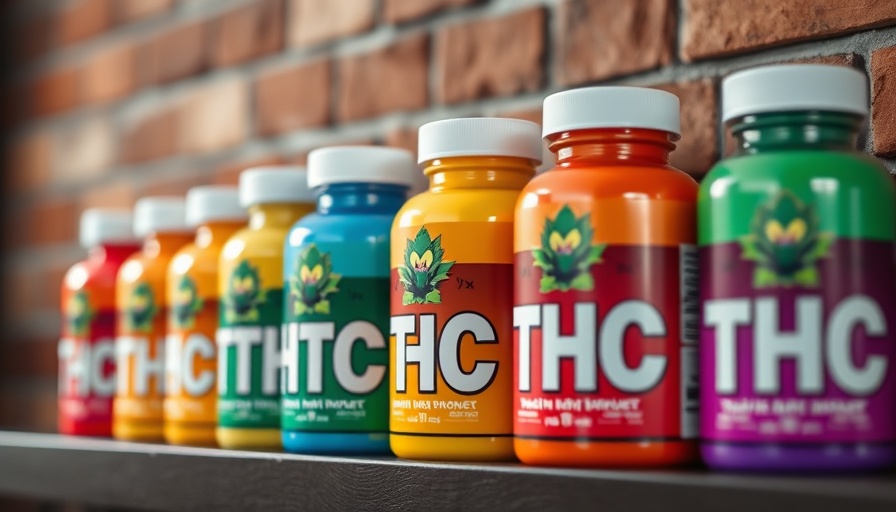 Impact of THC product ban: colorful THC containers on shelf.