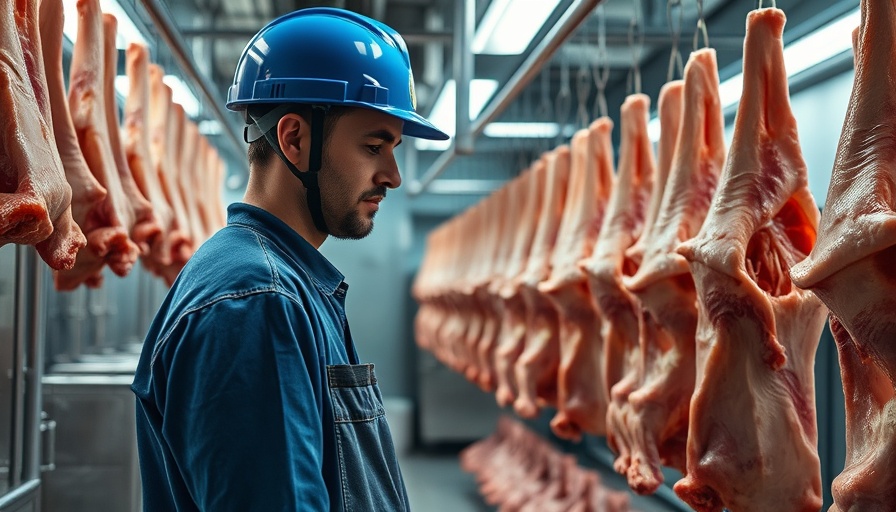 Worker in slaughterhouse depicting mental health impact of slaughterhouse work.