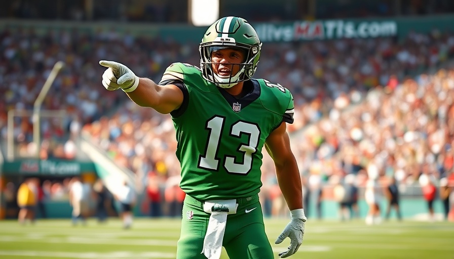 Football player enthusiastically pointing during a game, Aaron Rodgers Steelers Deal.
