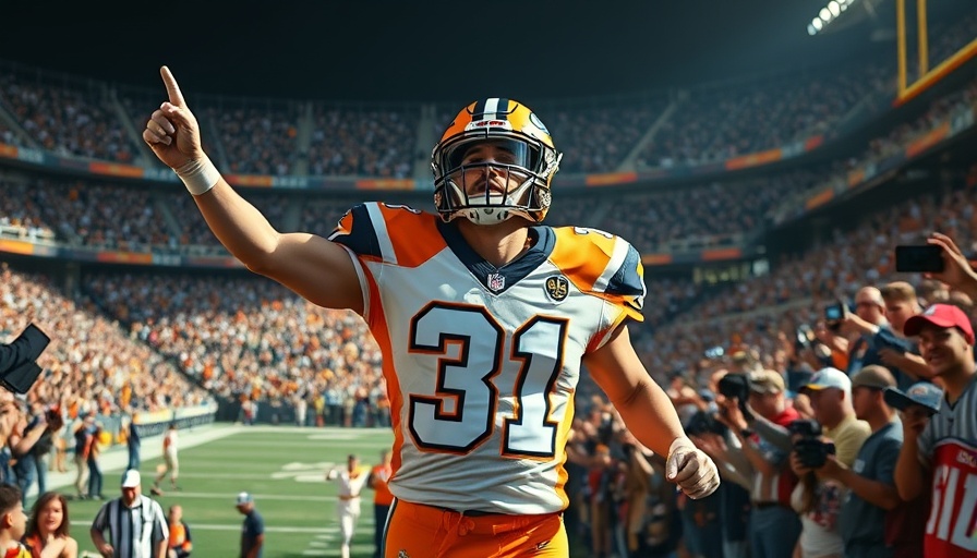 Football player in number 31 jersey interacting with fans during a game.